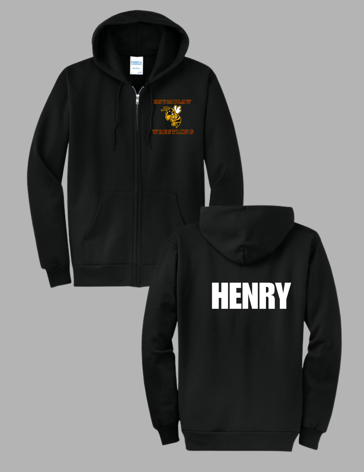 Adult/Youth Wrestling Personalized Zip-Up Hoodie