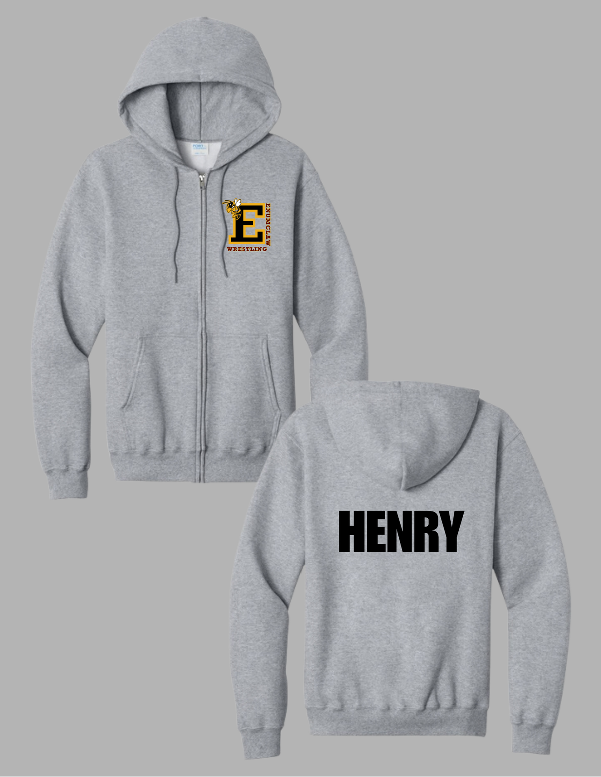 Adult/Youth Wrestling Personalized Zip-Up Hoodie