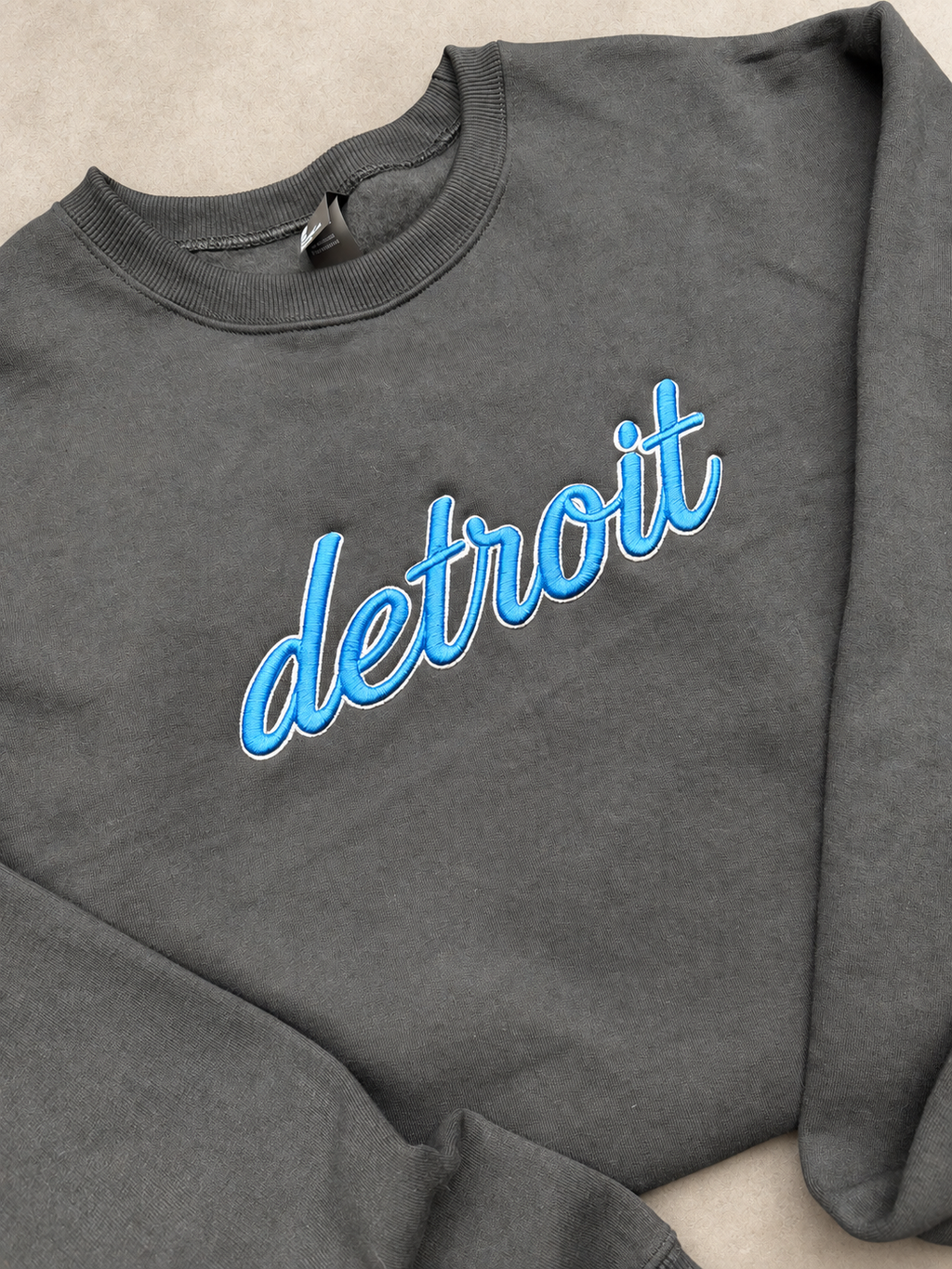 Detroit Lions Puff Embroidered Crewneck